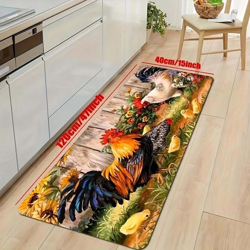 Rooster Kitchen Floor Mat Decor Chicken Farmhouse Kitchen Rugs Decorations for Home Decoration Bathroom Non-Slip Doormat Decor