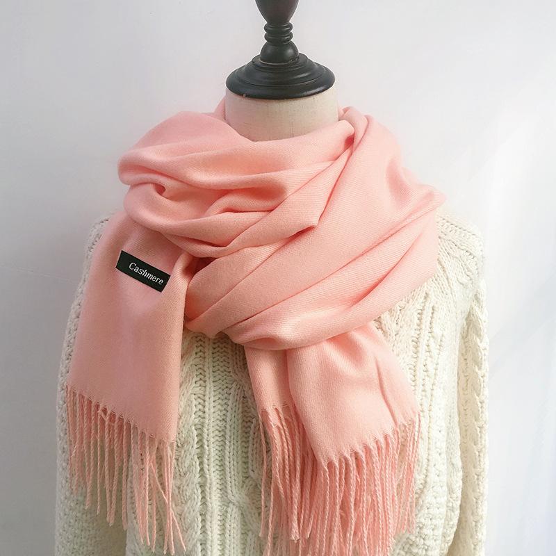 Solid Color Scarf for Women in Winter Korean Style Versatile Student Autumn and Winter Thickened Long Imitation Cashmere Red Men's Scarf Trendy