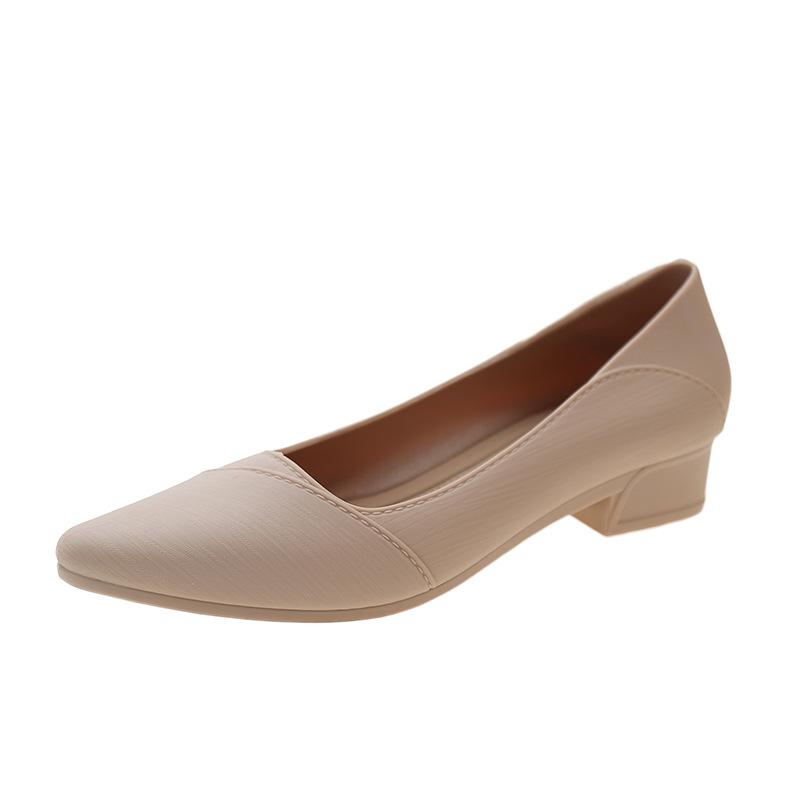 Korean Version of Women's Professional Work Shoes, Fashionable Pointed-toed Low-heeled Bag-toed Shoes, Solid Color, Light-mouthed, Lazy, One-pedal