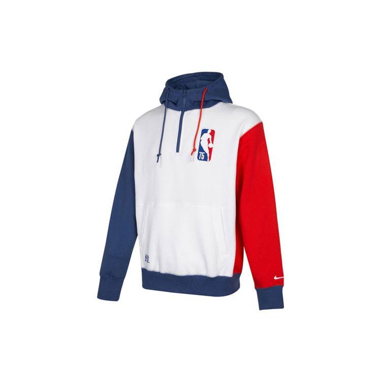 Nike NBA 75th Anniversary Men s Half-Zip Hoodie White/Blue/Red DH8673-100 L