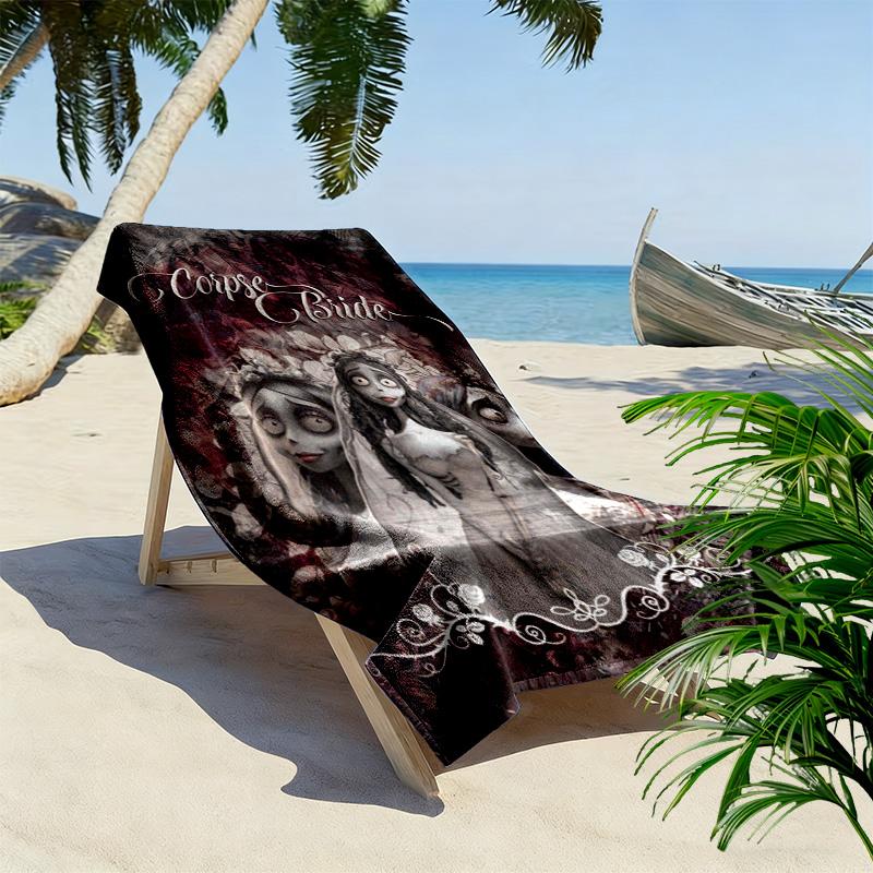 Corpse Bride Print Beach Towel, Large Soft Quick Dry Towel for Beach Camping Swimming