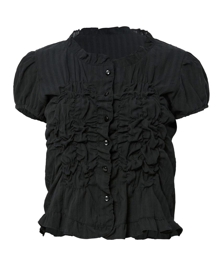 Peulleeoeob Saya Frill Puff Blouse (Fl-180_Black)