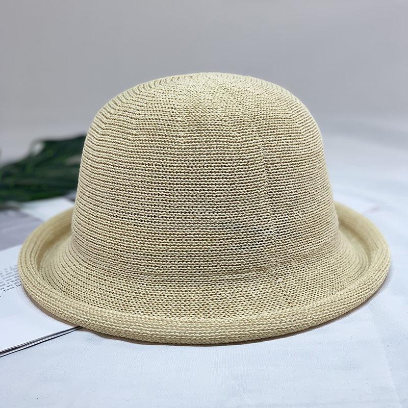 Korean Version of Curled Dome Top Hat, Women's Winter Fashion Straw Hat, Knitted Basin Hat, Japanese Casual Versatile Bucket Hat