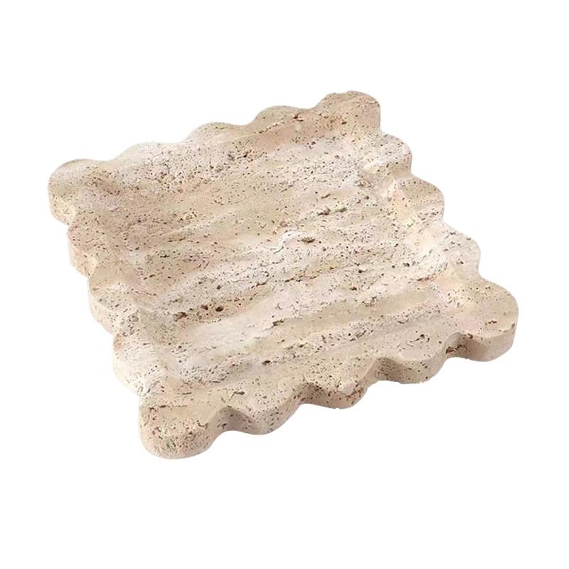 Handcrafted Wabi Sabi Yellow Tray, Geometric High-Footed Multi-Functional Server for Fruit,Natural Crackle Textured Centerpiece