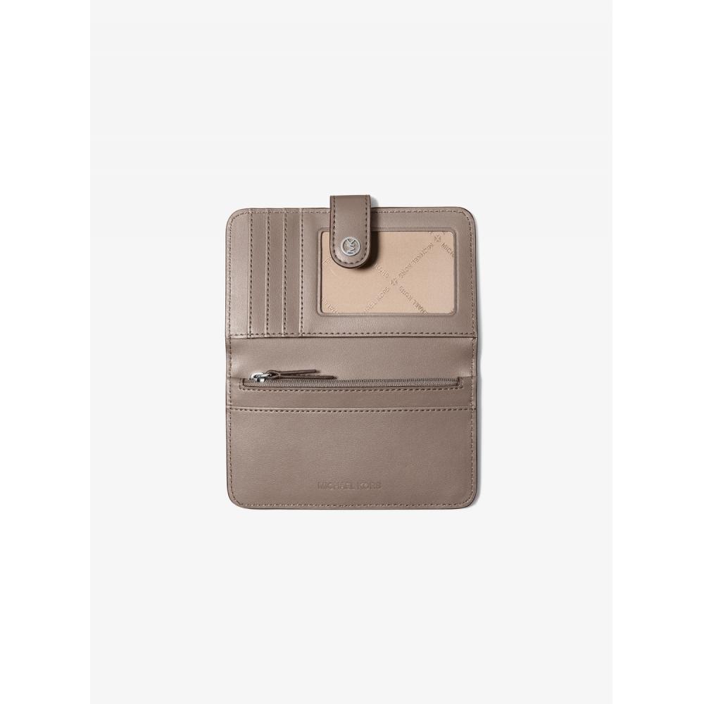 Michael Kors Jet Set Travel Pebbled Leather Wallet Med Mushroom 35f6stvf2l283