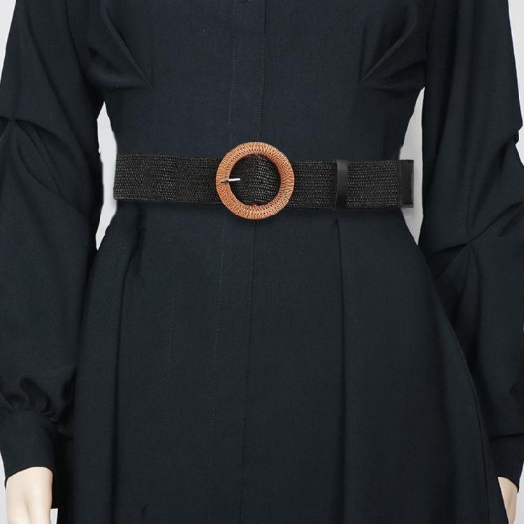 Aesthetic Buckle Belt for Women Crochet Wide Belt Simple Bohemian Waistband for Dresses Eye Catching Waist Accessories