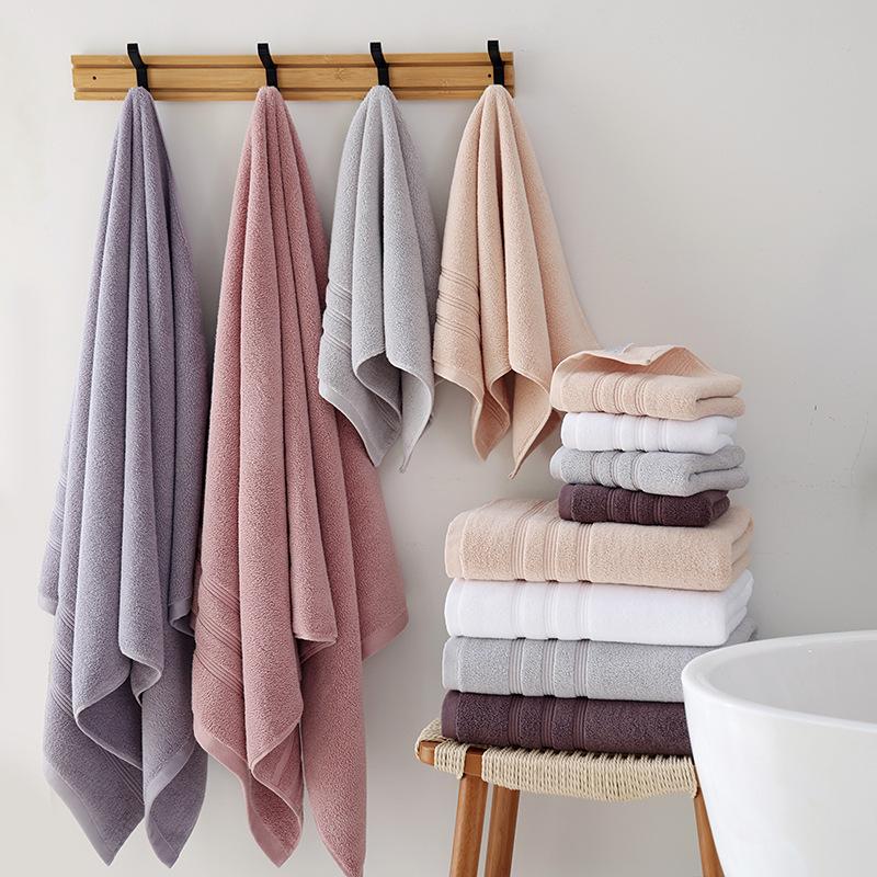 All-Cotton Luxury Bath Towel Gift Set - Thick, High-Grade, Solid Colors
