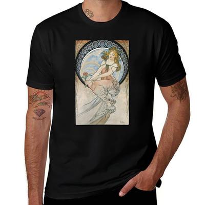 The Arts Painting Alphonse Mucha TShirt Festival Short Sleeve TShirt
