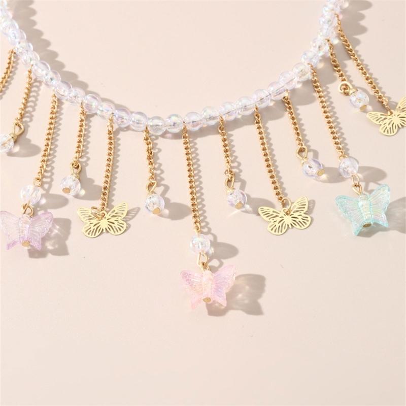 Sparkling Butterfly Pendant Necklace Delicate Tassels Necklace Charming Necklace Perfect for Daily Wear Parties and Gift