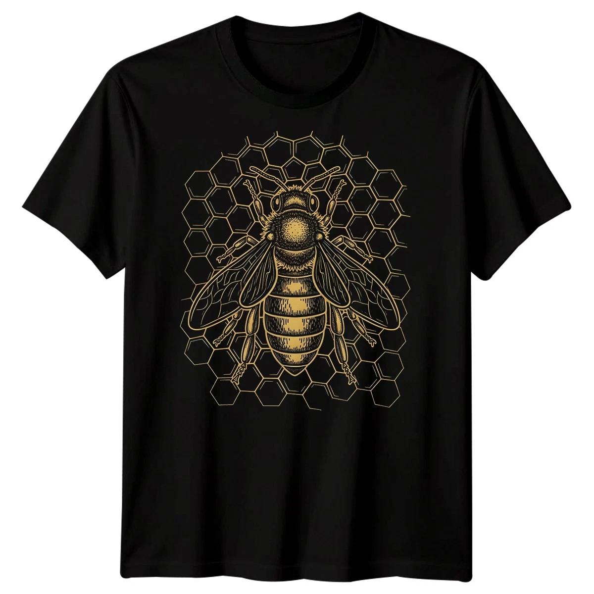Honey Bee Insect Animal Mens T shirt Honeycomb Design XL
