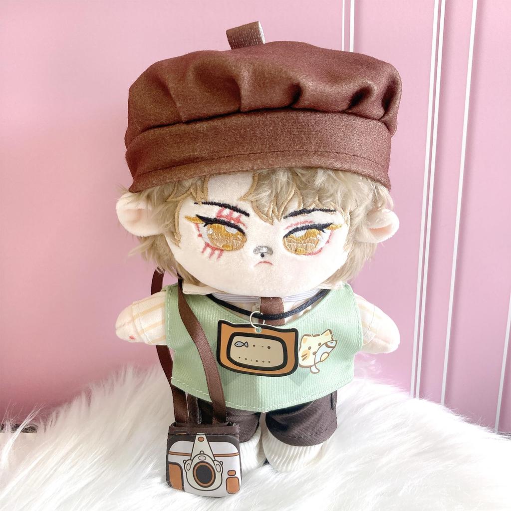and plate set for 20cm plush otaku kpopdoll costume Beret, shirt, vest, pants, tie, shoes, cat-shaped toy, kigurumi, accessories, activities, doll,