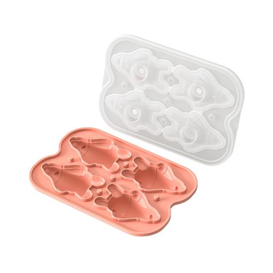Ice Cube Mold with Lid Lying Bear Flexible Silicone Ice Tray Leak-Proof оранжевый