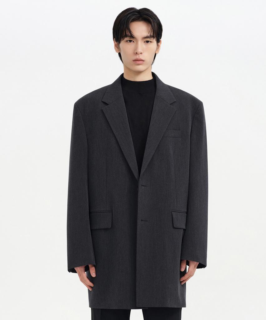 Musinsa Standard Overshoulder Long Blazer [Charcoal Gray]