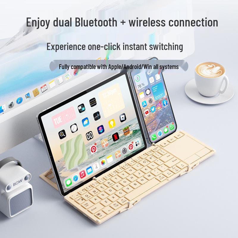 BOW Hangshi HD088F Dual-Mode Wireless Bluetooth Foldable Keyboard with Stand for Tablets & Phones