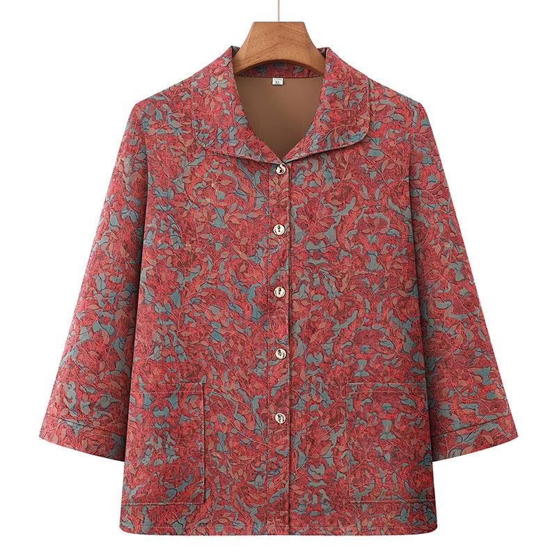 

Stylish Loose Plus Size Spring/Autumn Top for Middle-aged Women XL (recommended for 45-52.5 kg)