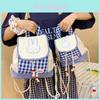 Cartoon Bunny Checkered Pattern Girl Mini Backpack With Nylon Material For Casual Day Use