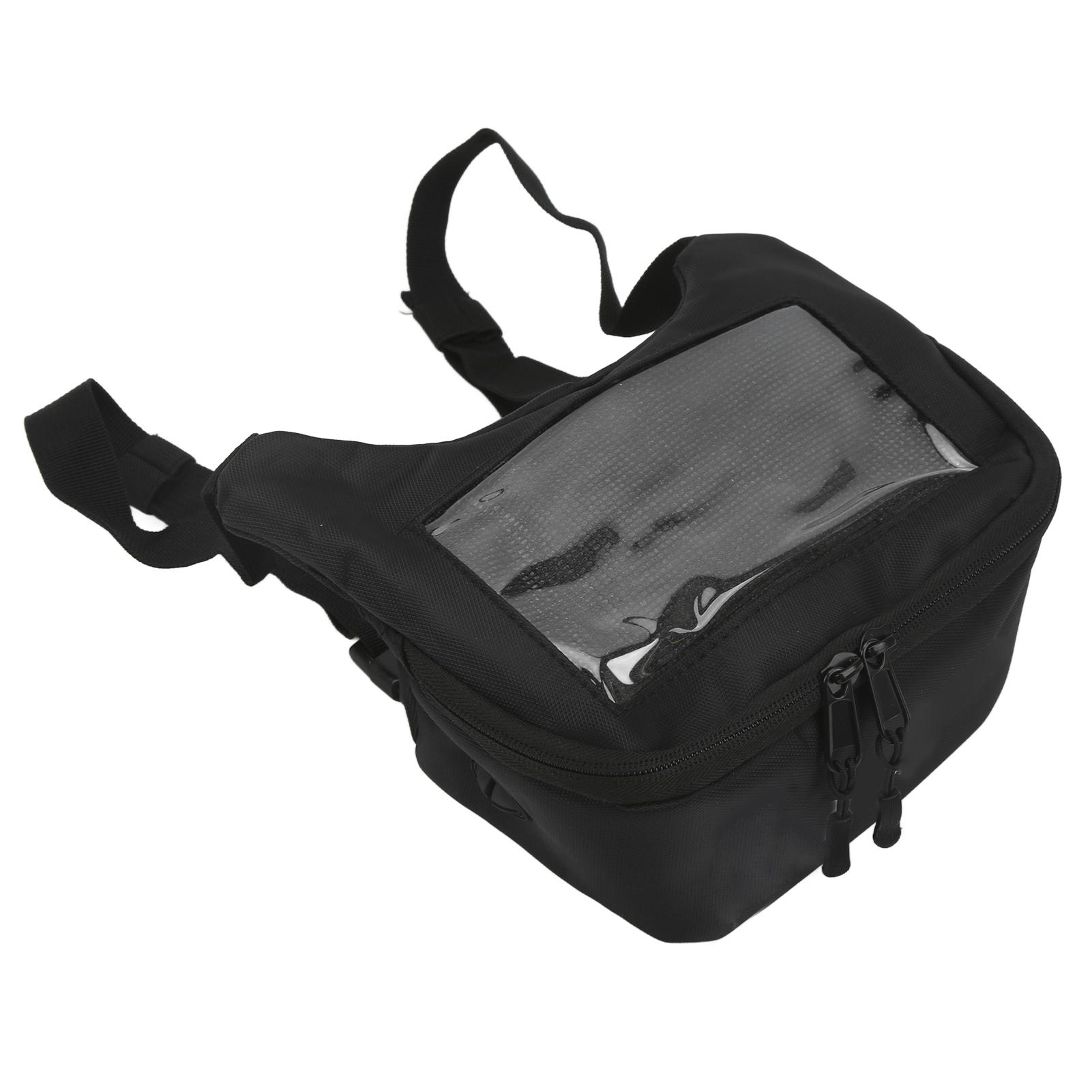 Bike Handlebar Bag Front Phone Storage Backpack Nylon Waterproof with Transparent Touch Screen Pouch for Motorcycle
