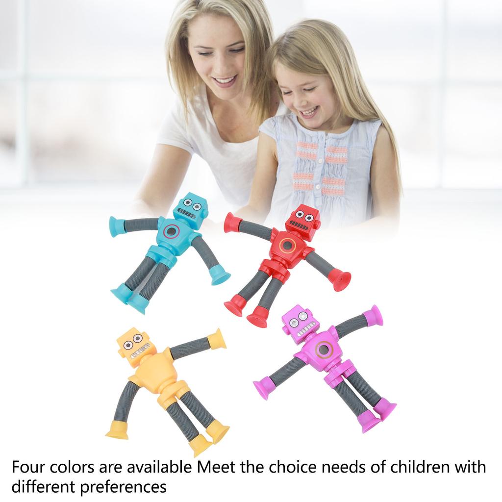 4PCS Telescopic Suction Cup Robots Toy Plastic Flexible Cartoon Puzzle Suction Cup for Boys Girls