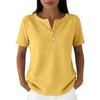 V Neck T Shirt Women Short Sleeve Casual Button Down Shirt Ladies Fashion Top