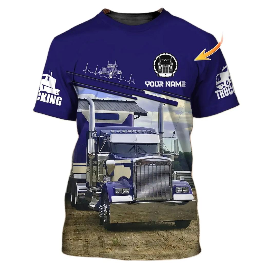 Camion Stampa 3D T Shirt Uomo Estate O-collo Manica Corta Oversize Top Casual Tee Allentato Streetwear Unisex Harajaku