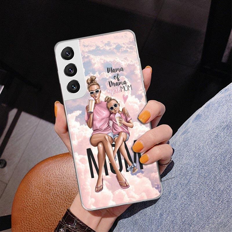 Girl Super Baby Mom Pink Phone Case For Samsung Galaxy S24 S25 Edge S26 Ultra S23 S22 S21 Plus S20 FE + Personalized Print Cover
