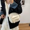 Quadratische Cord-Umhängetasche im koreanischen Stil, modische, lässige Schultertasche für Damen, Studentinnen, kleine Alltagshandtasche