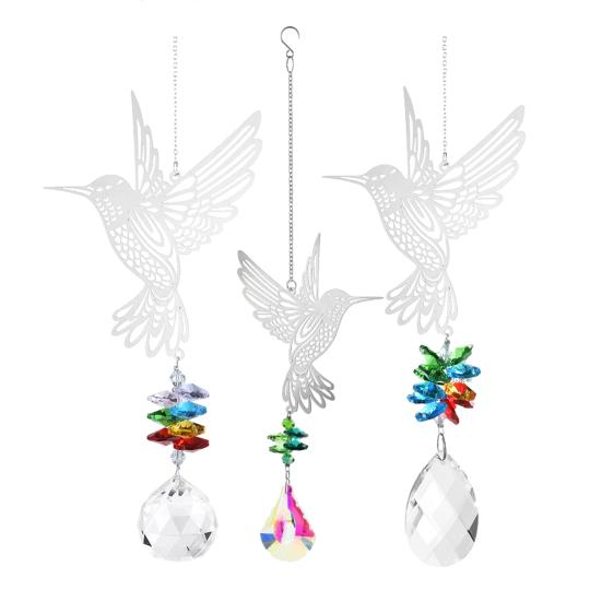 Hanging Metal Hummingbird Suncatcher Prisms Suncatcher Faux Crystal Window