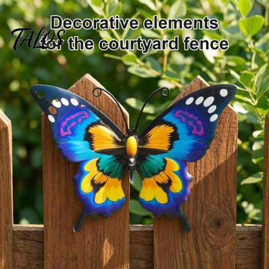 Rustproof Metal Wall Art Butterfly Decor for Garden Yard Patio, Large Iron Patio Decorations Hanging Sculpture, Outdoor Fence Farmhouse Decorative