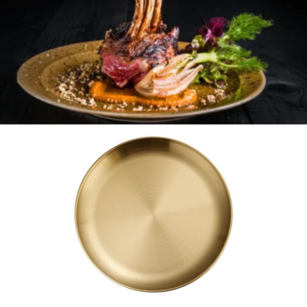 Thickened Food Plate Mirror Polished Steel Tray Stackable Serving Dish Restaurant 14cm