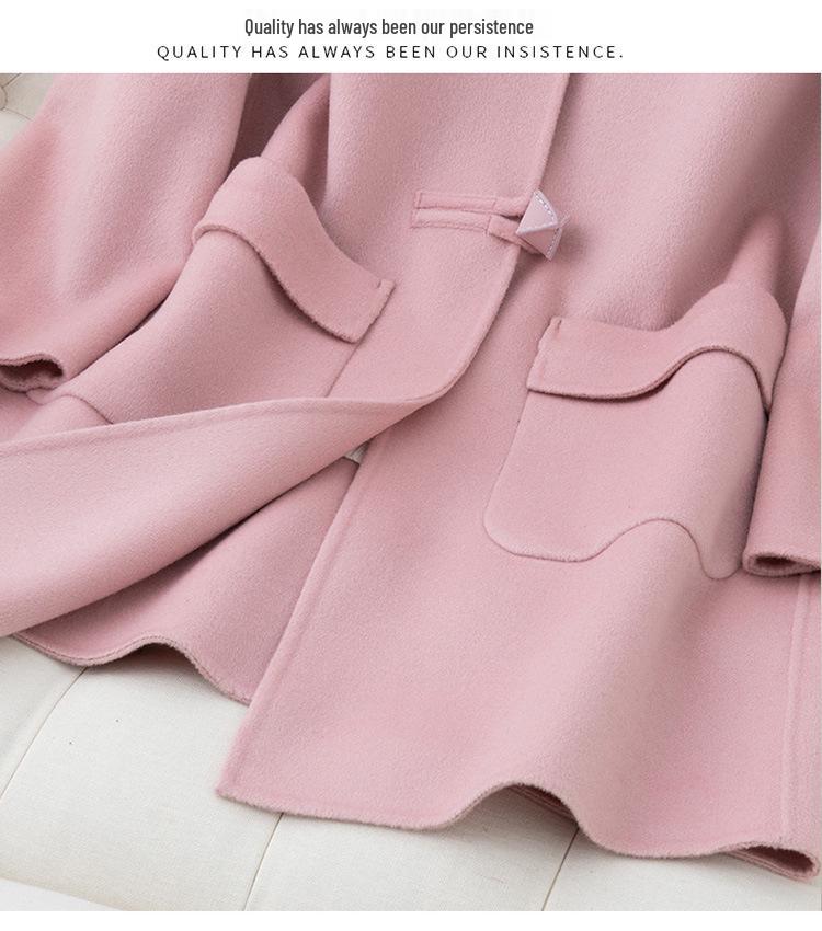 New Autumn/Winter Double-Faced 100% Wool Coat with Peter Pan Collar - Mid-Length, Loose Fit, Fashionable Temperament Overcoat