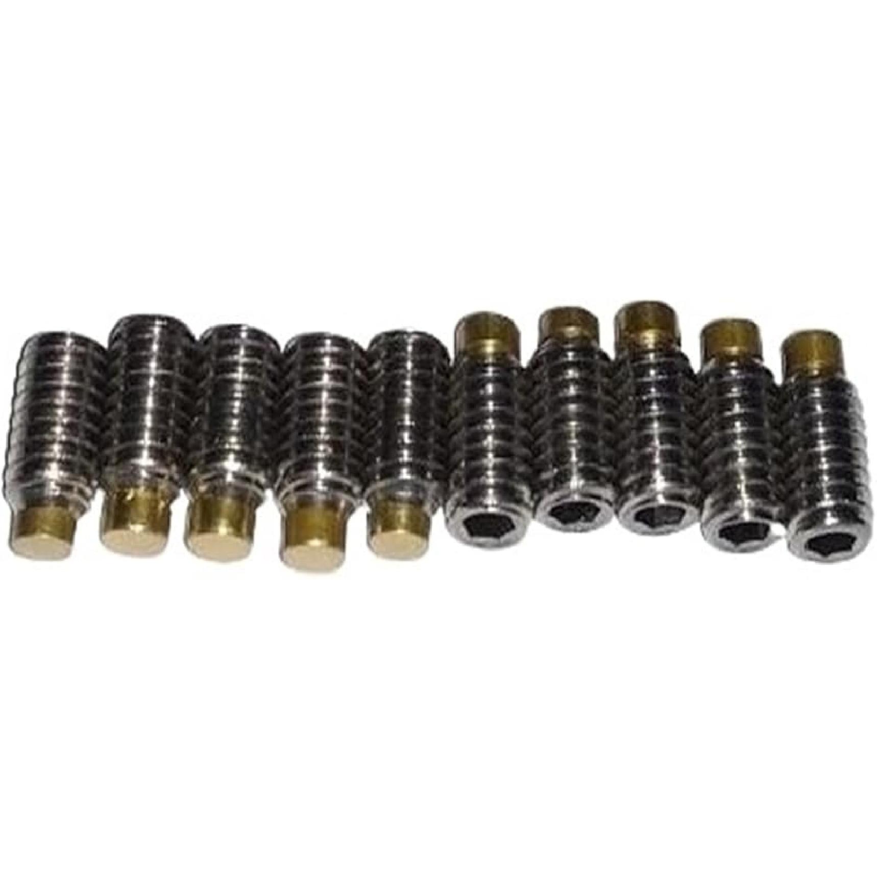 SSIMOO 20pcs M5*5/6/8/10/12/14/18/22/27/32/37 Stainless Steel Hex Socket Brass Tip Set Screw kindly(M5x18) M5x5