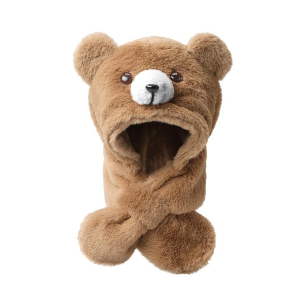 Pogrubiona Zintegrowana Czapka z Szalikiem dla Dzieci Miękkie Misie Nauszniki Czapka Nowa Zimowa Czapka Beanie Dziecko