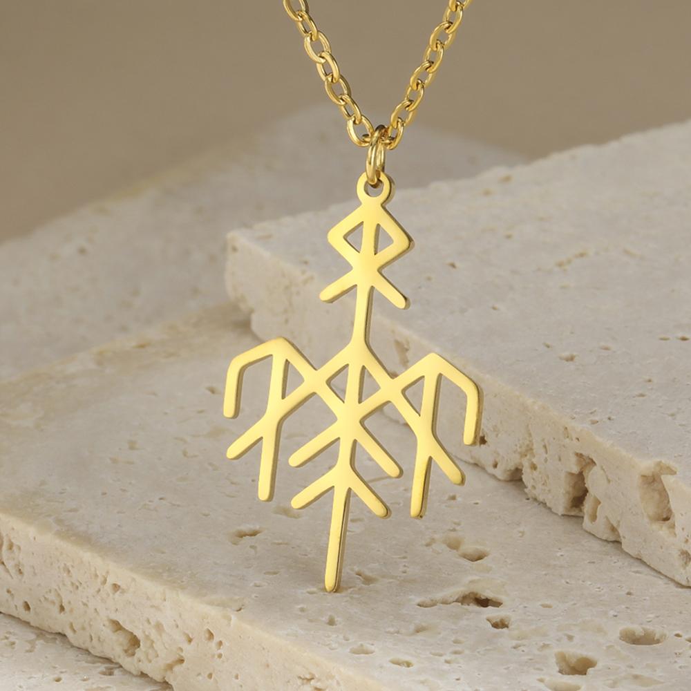 Wardruna Viking Runes Necklace Elder Futhark Nordic Protection Amulet Stainless Steel Jewelry Pendant