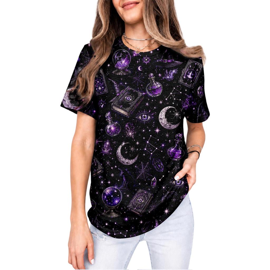 Men's and Women's Halloween T-Shirt with Cute Pumpkin Pattern for Holiday Parties