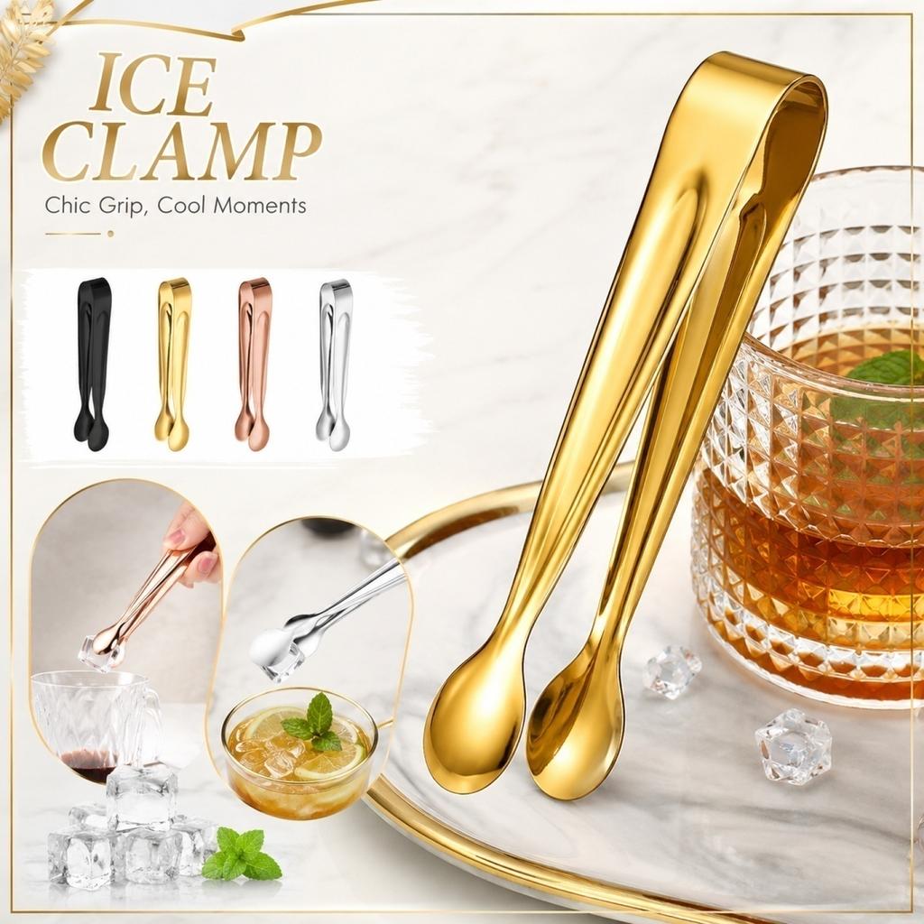 Stainless Steel Round Head Ice Tongs Small Sugar Cube Food Clip Durable Kitchen Utensil for Serving Ice Cubes and Small Food Items