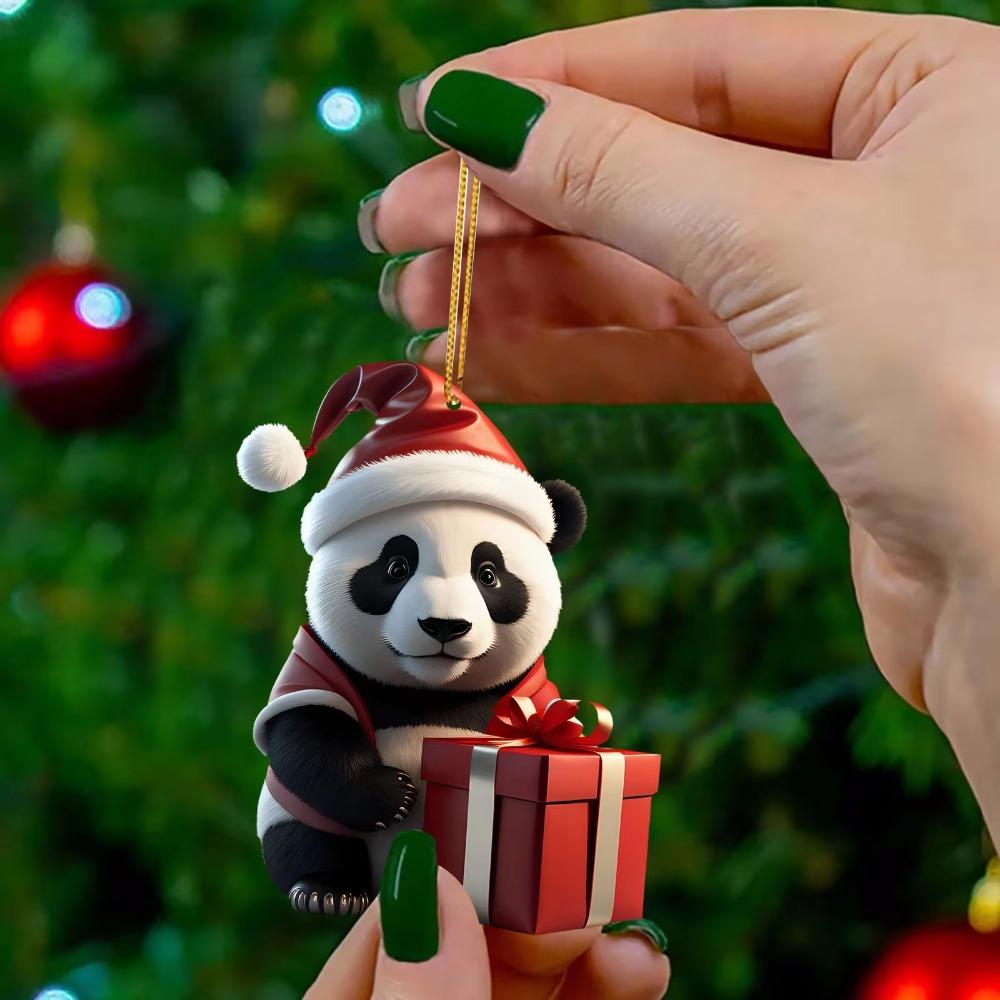 Cartoon Weihnachten Panda Ornament Niedliches Weihnachts-Hängeornament Mode Auto Panda Anhänger Heimdeko