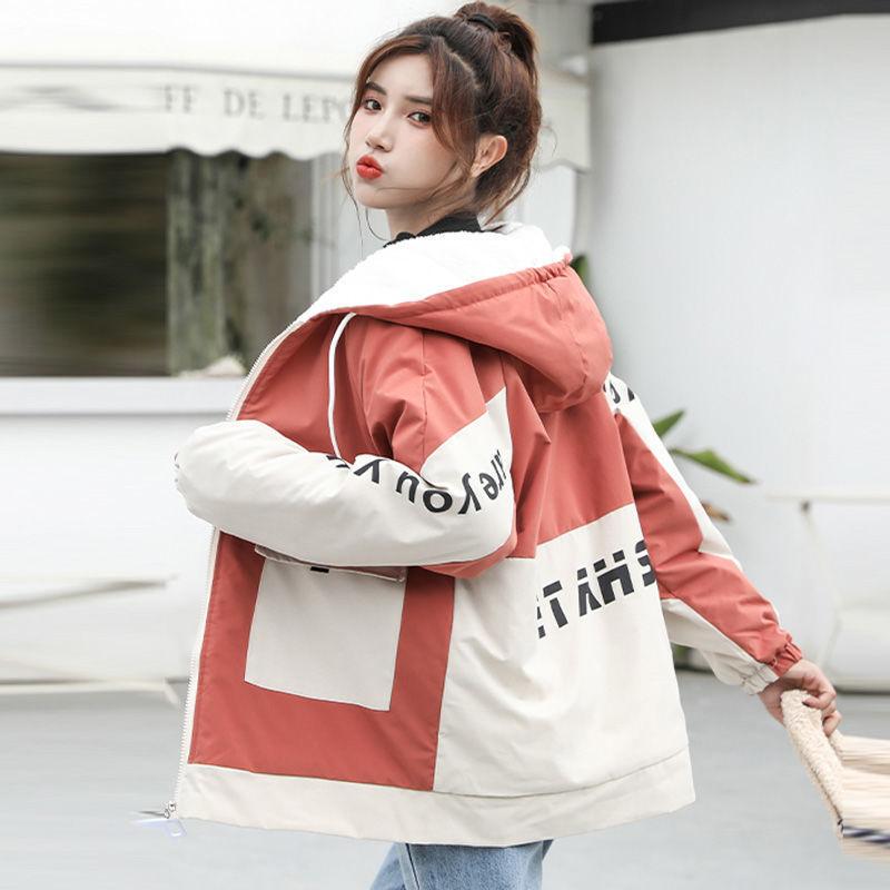 

Зимняя плюшевая толстая куртка на хлопковой подкладке, женский свободный кардиган на молнии, универсальная теплая куртка с капюшоном на хлопковой подкладке M