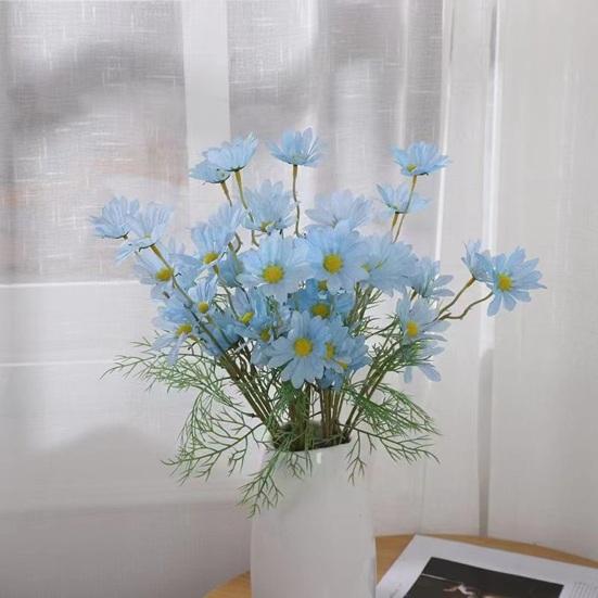 Artificial Flowers 5 Heads Faux Silk Wildflowers with Stems Fake Spring Flower Bouquet for Home Wedding Garden Vase Decor