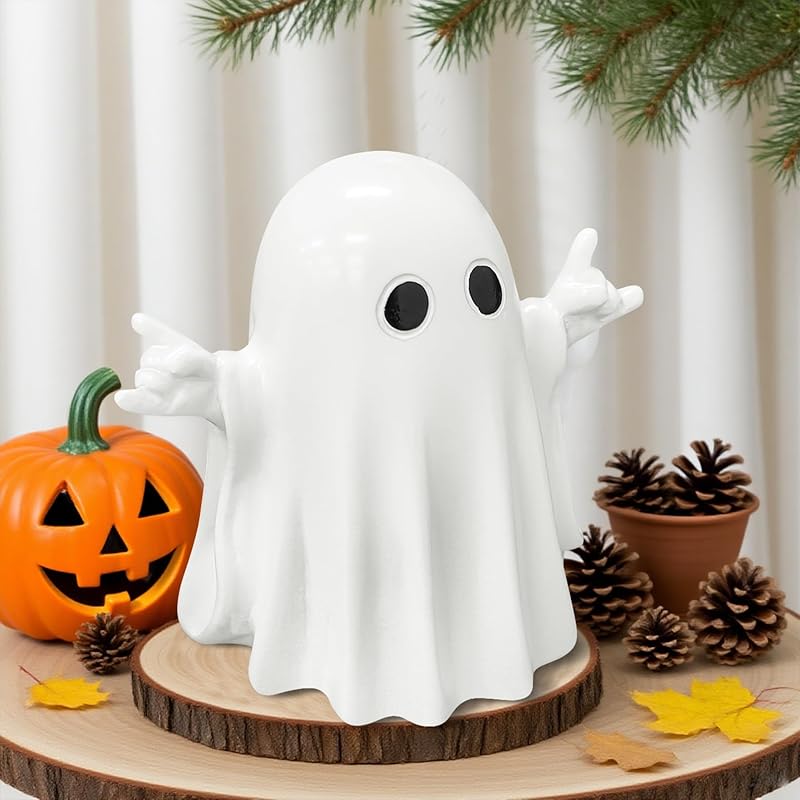 Halloween Decorations Ghost Figurine - 3 in Spooky & Cute Ghost Statue, Halloween Ghost Figurines for Home, Office, Desk Decor, Cute Ghost Decor Home