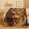 HD Yin Yang Element Dragon Chinese Loong Cartoon Flannel Blanket,Ultra Soft Warm Plush Throw for Home Bedroom Bed Sofa Cover Kid