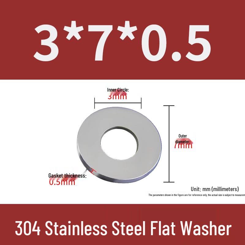 Плоская шайба из нержавеющей стали 304 - Увеличенная, Утолщенная, Круглая (Размеры M2-M10)