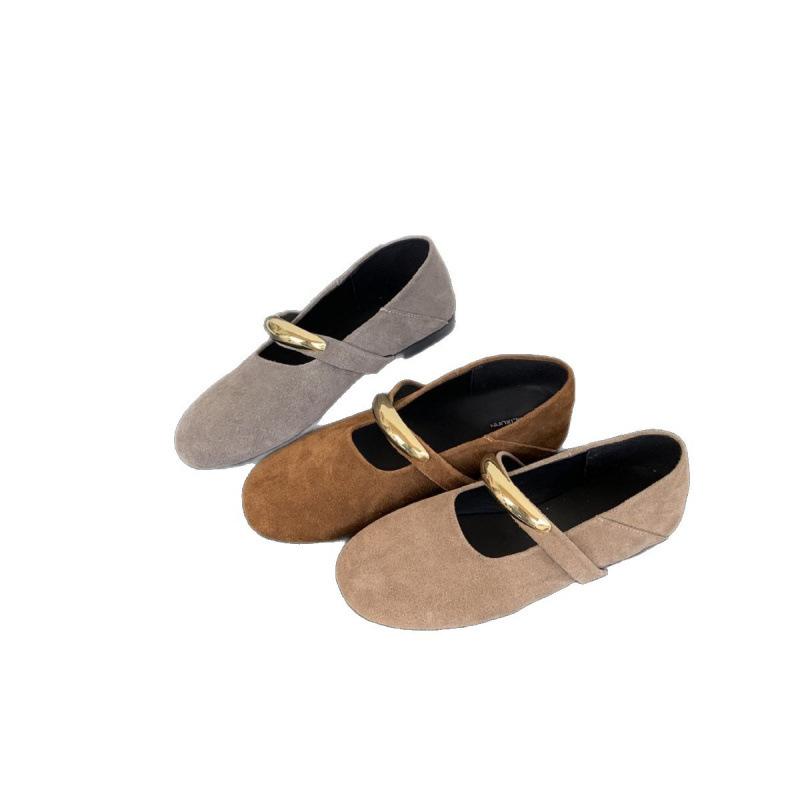 Retro Shallow Mouth Flat-soled Single Shoes Women's 2025 Autumn New Metal Ballet Style Doudou Mary Jane Shoes
