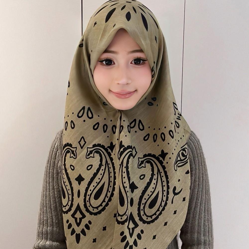Lightweight Breathable Paisley Printed Scarf 90cm Soft Square Scarf Vintage Print Windproof Women Head Scarf Woman's Accessory