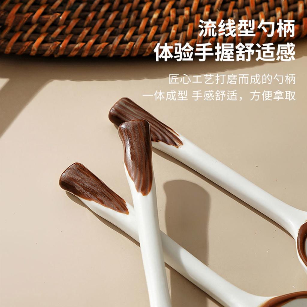 Japanese Ceramic Long Handle Small Spoon Household Internet Celebrity Cute Strawberry Spoon Soup Spoon Rice Spoon Cartoon Meal Spoon