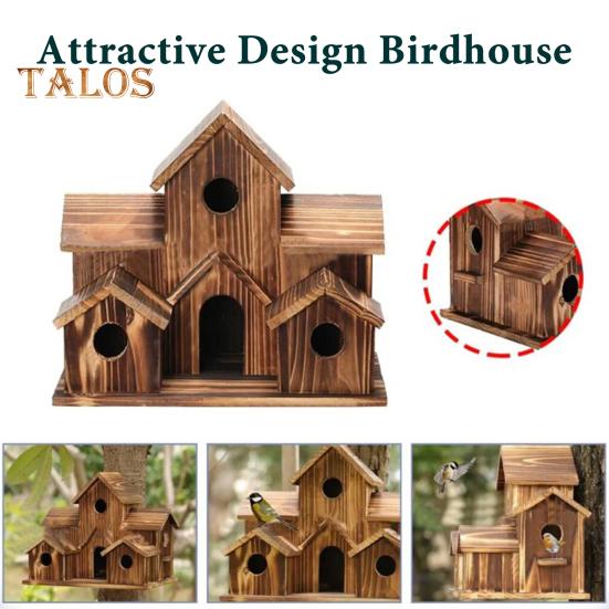 Vogelhäuschen für draußen, hölzernes Kolibri-Nest, Vogelhäuschen für draußen, großes Vogelhäuschen mit 6 Zimmern für die Dekoration im Garten und im Innenhof