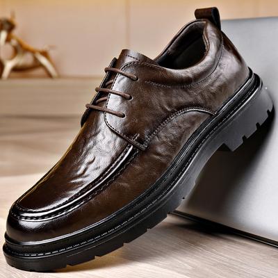 Men's Shoes New Spring and Autumn British Style Leather Shoes Men's Business Dress Big Head Cowhide Work Non-slip Casual Shoes