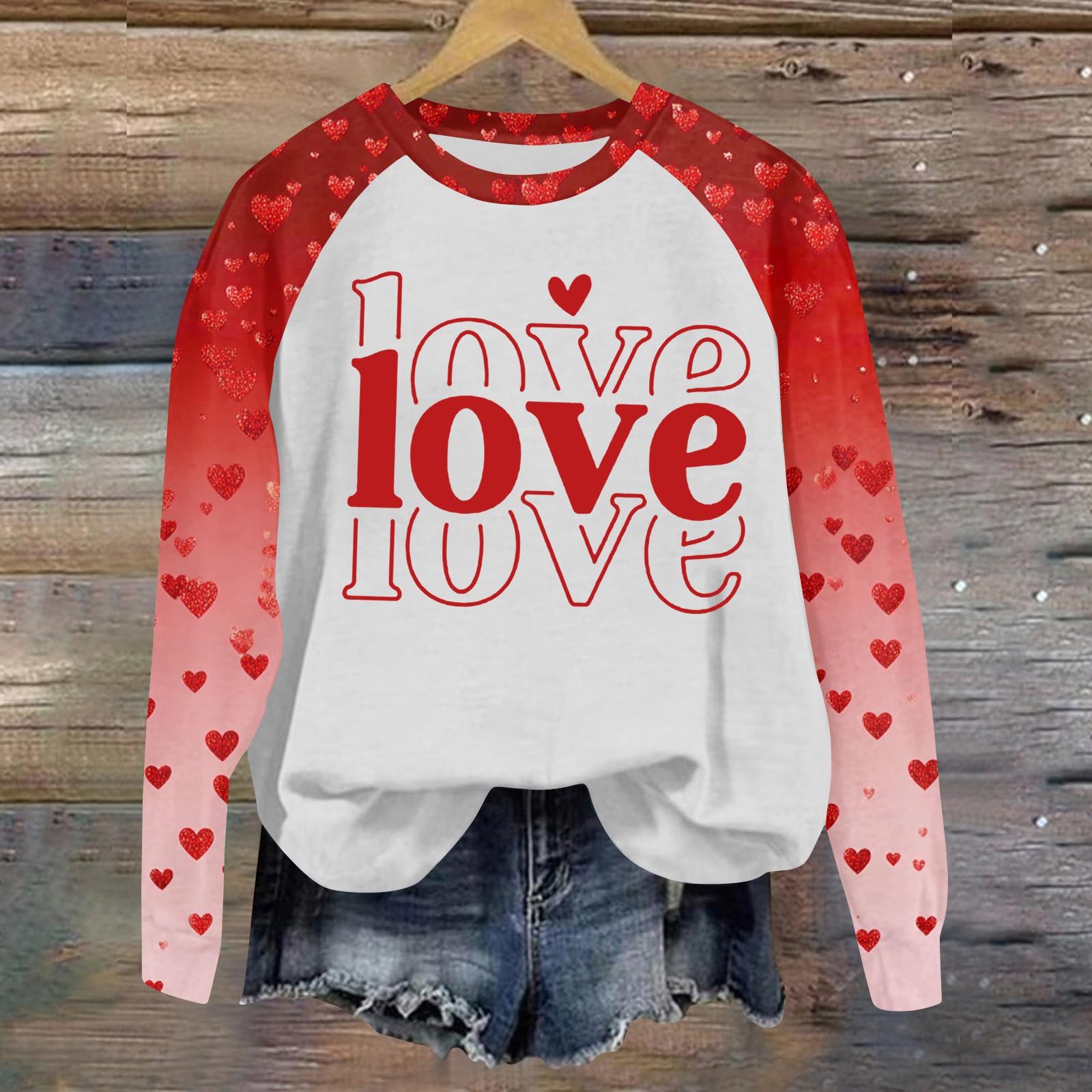 

Women s Fashion Printed Long Sleeve Loose Round Neck Sweatshirt M червоний