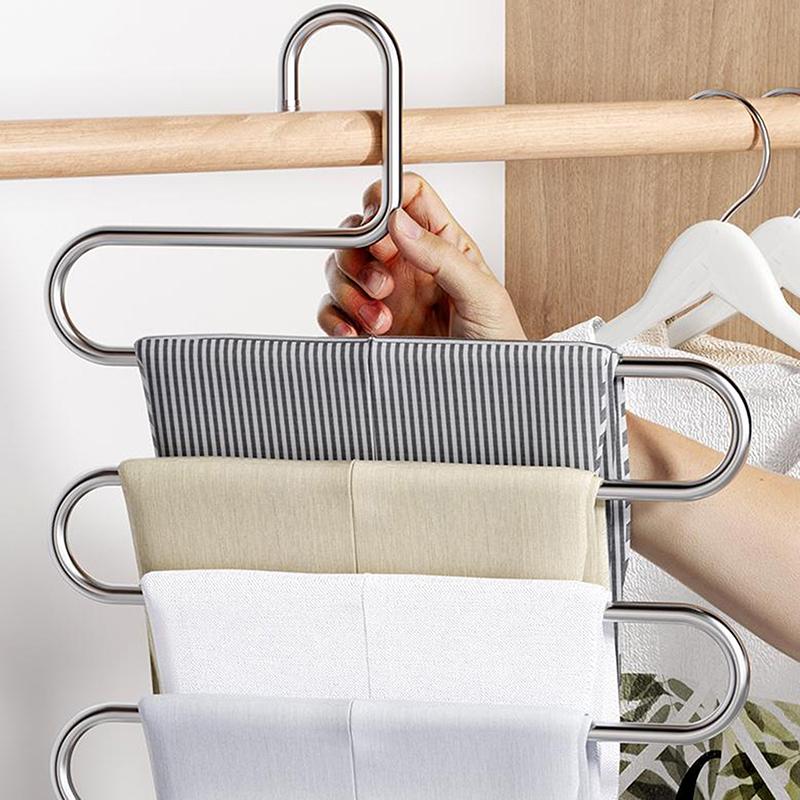5 Layers Multi-Functional Clothes Hangers Non-Slip Pant Storage Rack Cloth Rack With Multiple Functions For Hanging And Storage