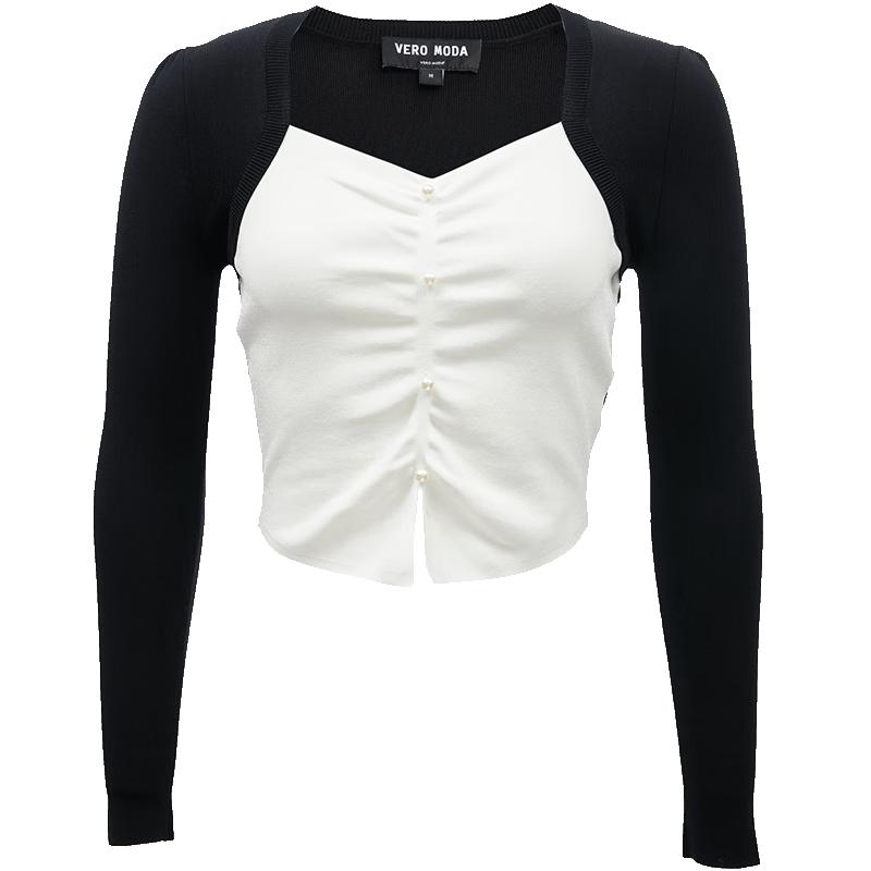 

VEROMODA Women s Spliced Slim-Fit Pleated V-Neck Knit Top XS