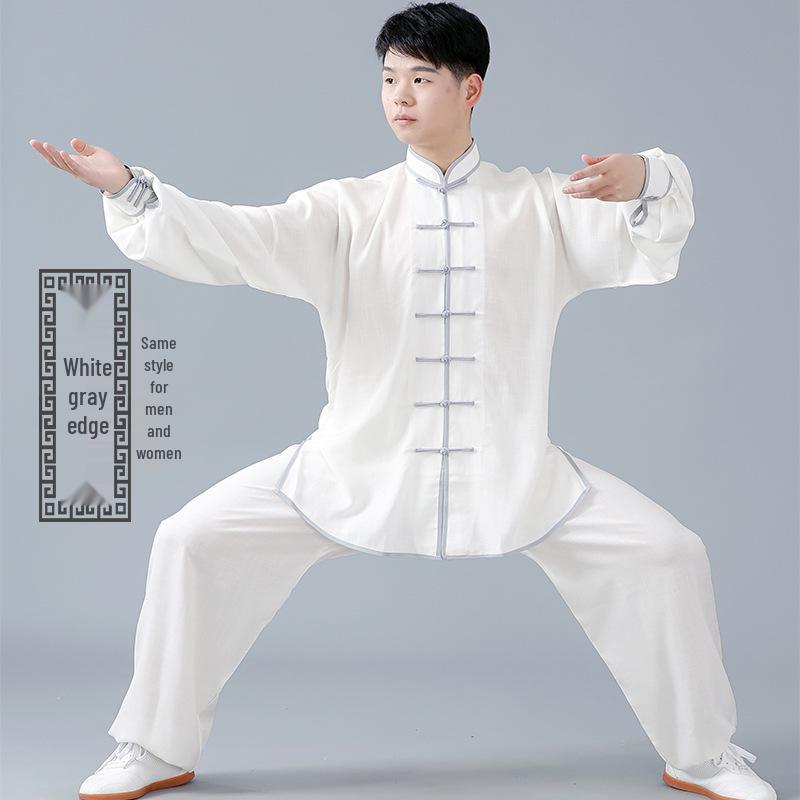 Unisex Cotton Linen Tai Chi Suit - Summer Martial Arts Practice & Competition Wear